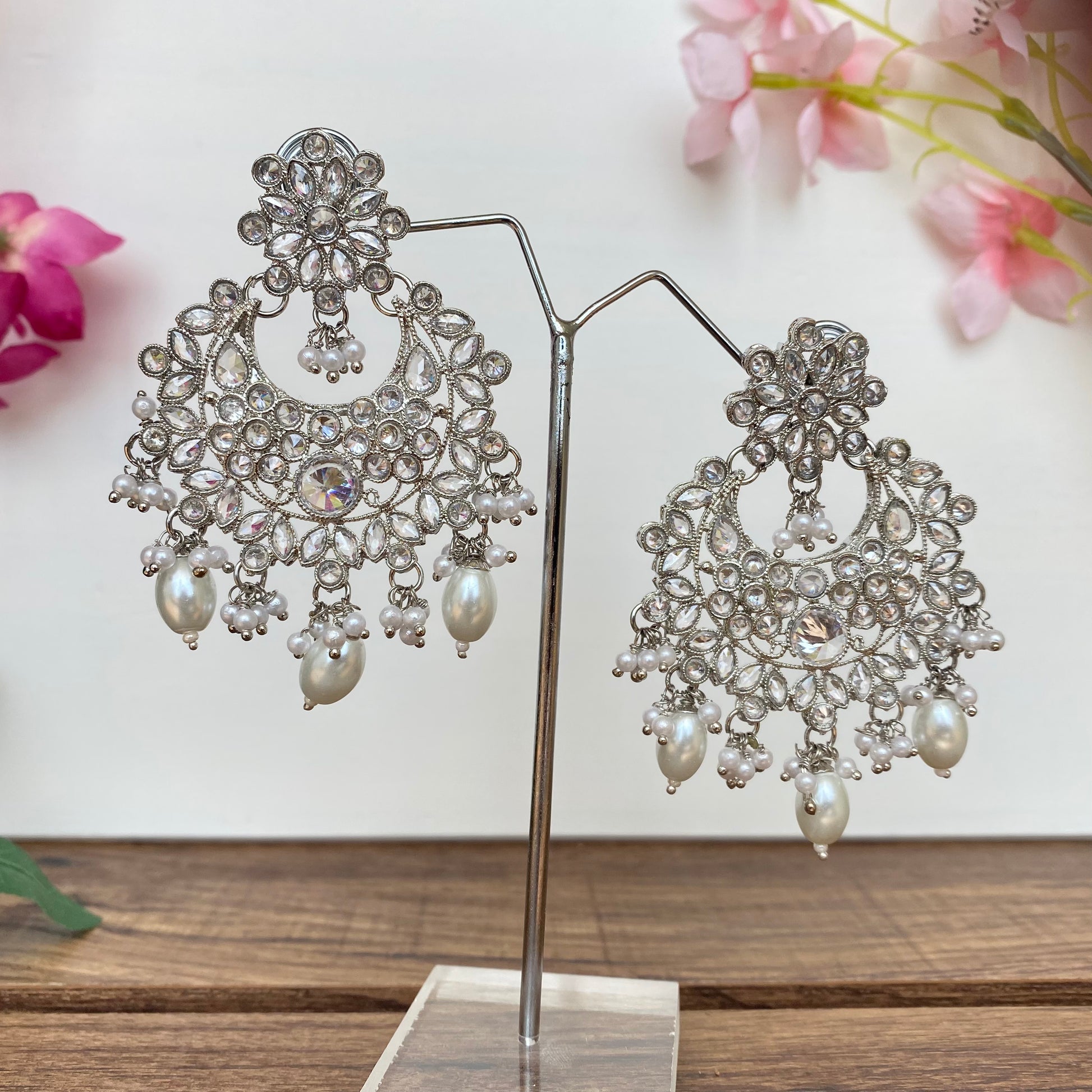 Chandbali Earring in White