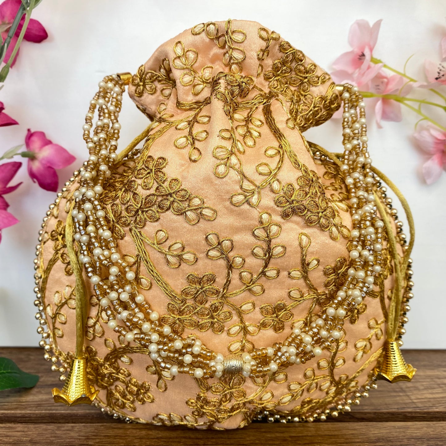 Matka Potli Bag in Peach